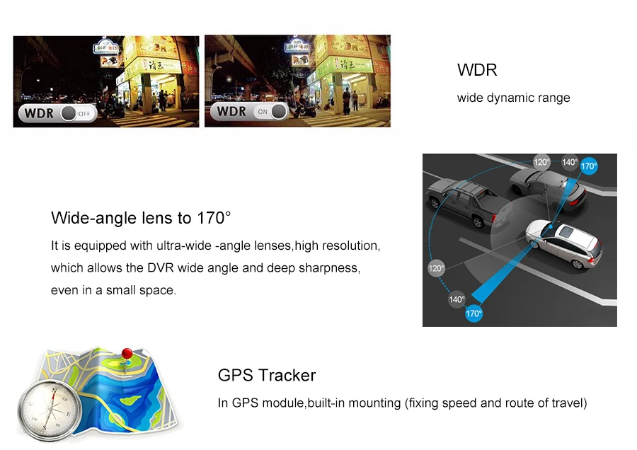 Kommander Видеорегистраторы для автомобилей gps Камера с Speedcam 1296 P Full HD Ambarella A7LA70 60Fps dvr Регистраторы регистраторы