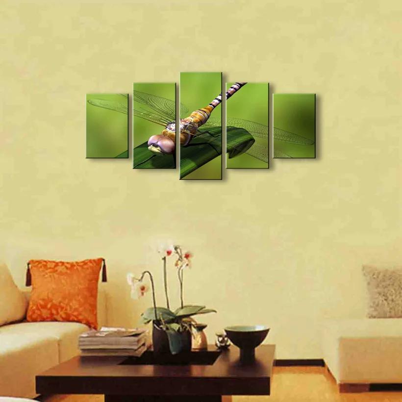 5 pieces high-definition print dragonfly canvas oil painting poster and wall art living room picture SD-001 (5)