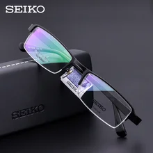 SEIKO Мужская титановая стеклянная оправа без оправы, мужские очки по рецепту, мужские полуоправы, маленькие оптические стекла es HC1004