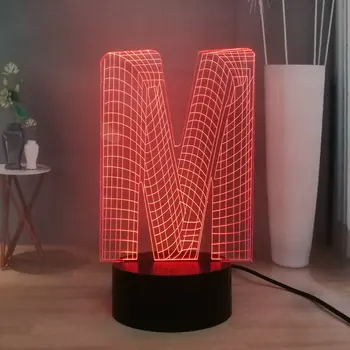 

Free Shipping Letter "M"Novelty RGB 7 color Flash LED Night Light Home decoration Friend's Gift Children toy Bedside Desk Lamp