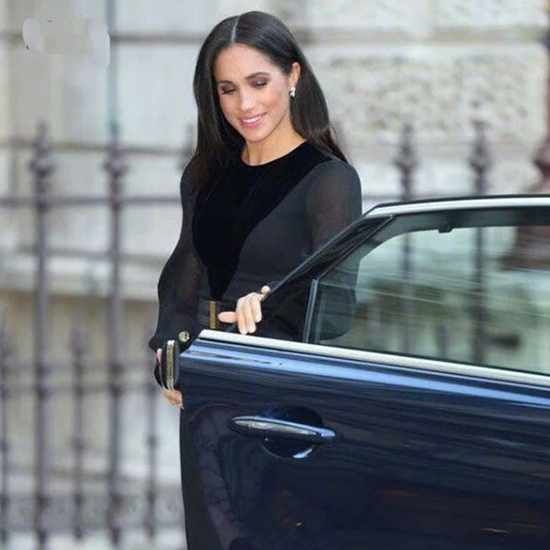 Skup Długa sukienka projektant wysokiej jakości jesień nowa moda damska praca Party Sexy Sexy elegancka elegancka, ołówkowa czarna sukienka z długim rękawem