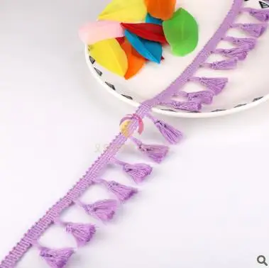 Light purple 10 ярдов/партия, сделай сам, кружевная бахрома с кисточками, Полиэстер, Хлопок, кружевная отделка, лента для латинских платьев, сценическая одежда, занавеска, диванная, для шитья, декоративная - Цвет: Light purple