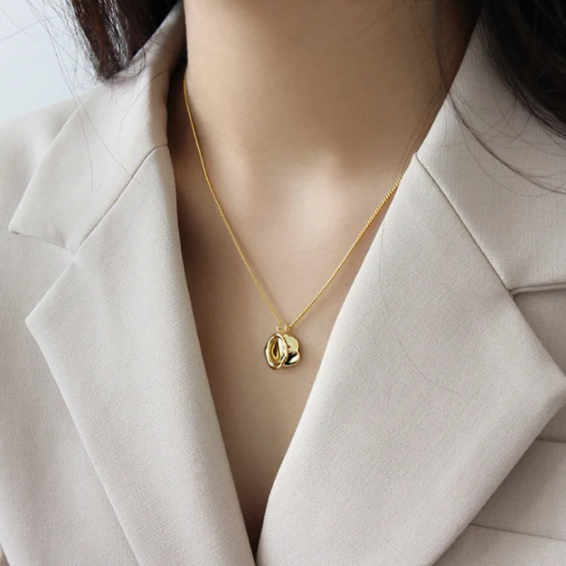 F.I.N.S уникальное 925 пробы Серебряное ожерелье Корейская мода неровное круглое Ожерелье Подвески для женщин 925 Серебряное ювелирное изделие