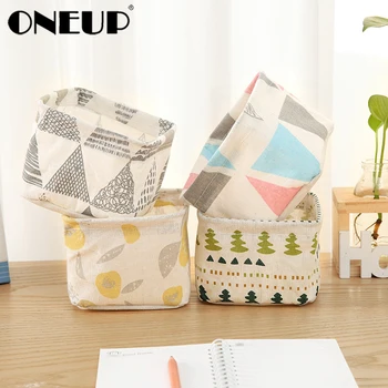 

ONEUP New Desktop Storage Basket Waterproof Canvas Stationery Toy Cosmetic Jewelry Sundries Organizer Box Sock Laundry Basket