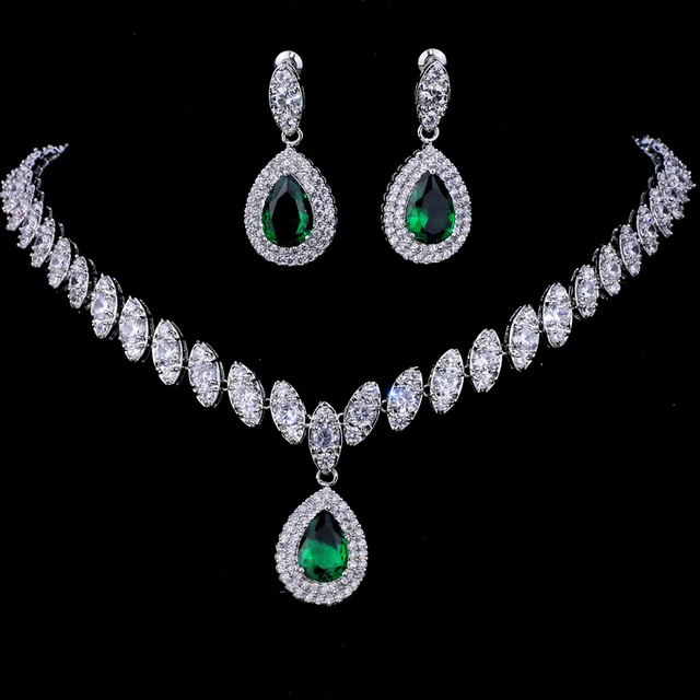 Buy CheapEmmaya Simulated Bridal Jewelry Sets Silver Color Necklace Sets 4 Colors Wedding Jewelry Parure Bijoux Femme.