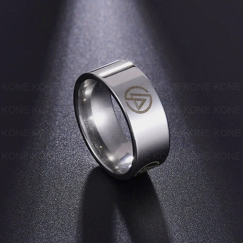 UZone, 3 цвета, серебристый, черный, золотой, Linkin Park, кольцо с логотипом, титановая сталь, 8 мм, обручальные кольца, кольцо для мужчин и женщин, Прямая поставка - Цвет основного камня: Silver Color
