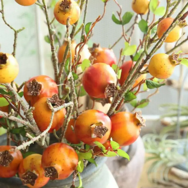 Мини Поддельные фрукты и ягоды искусственный гранат красный букет цветов вишневого дерева Stamen Рождество декоративные