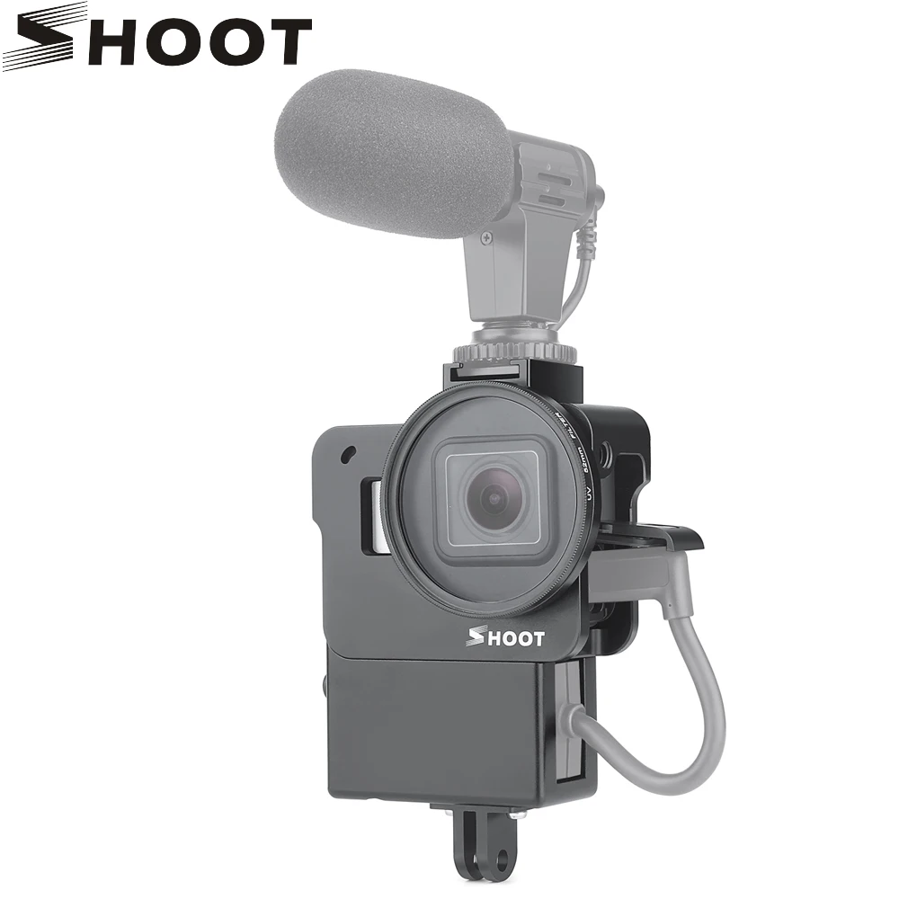 

SHOOT Protective Vlogging Cage Case for GoPro Hero 7 6 5 Black Mount for Microphone Vlog Cage Housing Shell Frame Case Cold Shoe