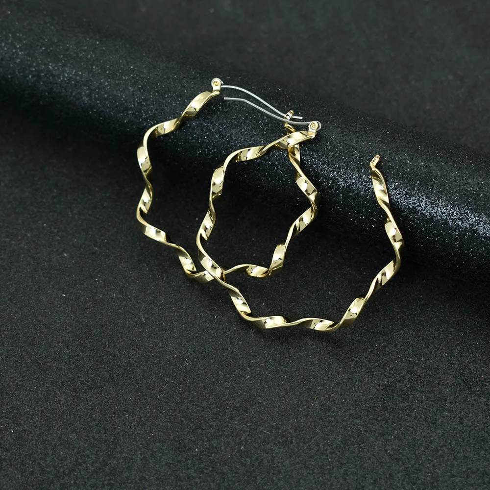 Bing ту большой завитые серьги Для женщин геометрический круглые серьги обруча цвета: золотистый, серебристый Цвет серьги круги женские металлические украшения brinco