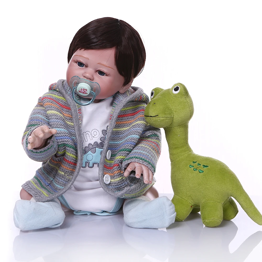 

NPK mini size 50cm bebe reborn doll lifelike boy reborn babies all silicone dolls wear Soft sweater toys for sale gift des neige