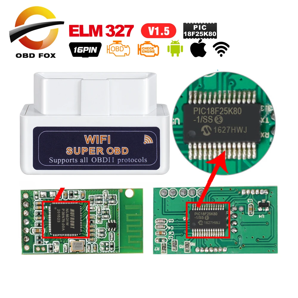 

Super Mini ELM327 Bluetooth V1.5 PIC18F25K80 OBD II ELM 327 scanner usb ELM327 V2.1 WIFI Android/IOS obd2 code reader