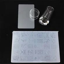 Набор для дизайна ногтей штамп штамповка силиконовый с колпачком скребок лак изображение печатная пластина шаблон Пластиковый перенос маникюрные инструменты набор