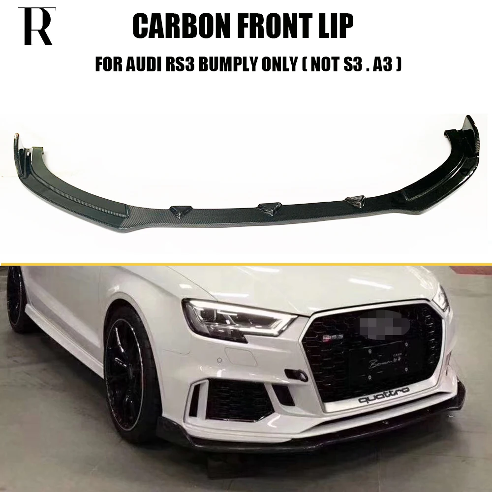 RS3 de fibra de carbono parachoques delantero labio Chin Spoiler para Audi RS3 parachoques original sedán de 4 puertas 2017, 2018, 2019 (no para A3 cambio RS3)