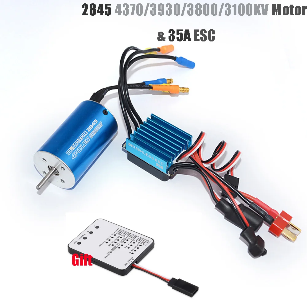 Rc 2845 4370/3930/3800/3100KV moteur Brushless + 35A Brushless ESC + carte de programme pour 1/14 1/16 1/18 voiture RC