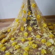 4 цвета вариант французская Последняя мода Сетчатое кружево 3D аппликация Цветочная кружевная ткань с бисером и камнями для свадебного платья JRB-90201