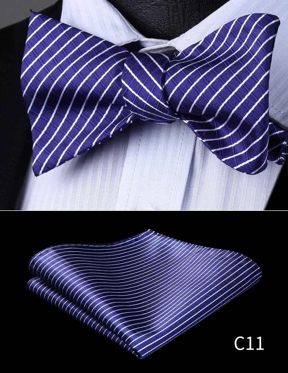 Мужские клетчатые шелковые жаккардовые галстуки с бантиком, тканые мужские галстуки с бабочкой, бабочка Карманный платок, носовой платок - Цвет: C11