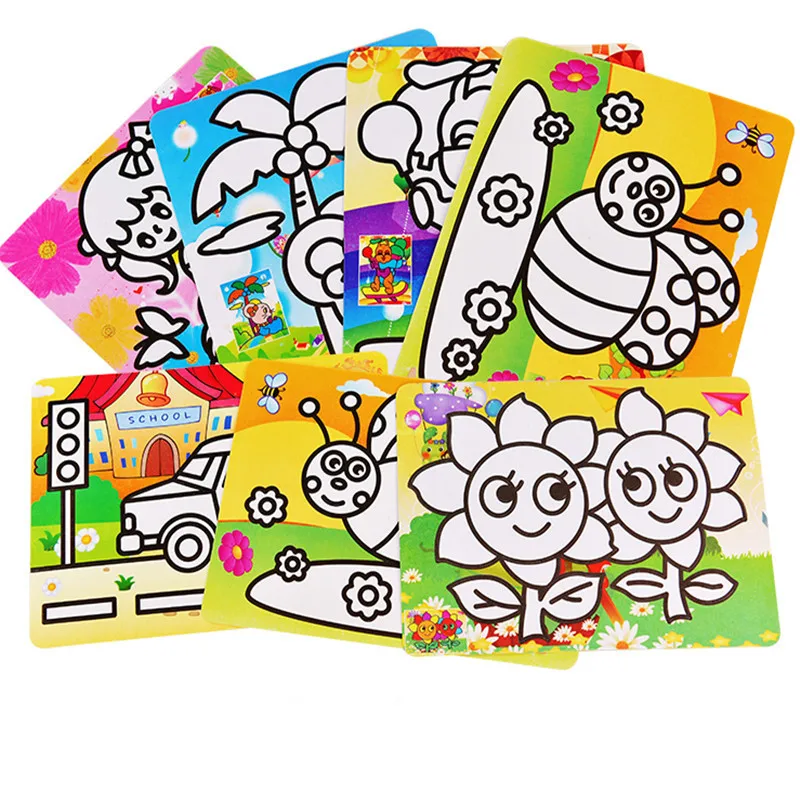 

1Pc Cartoon Kids DIY Color Sand Painting Art Creative Drawing Toys Sand Paper Art Crafts Toys for Children 12*16