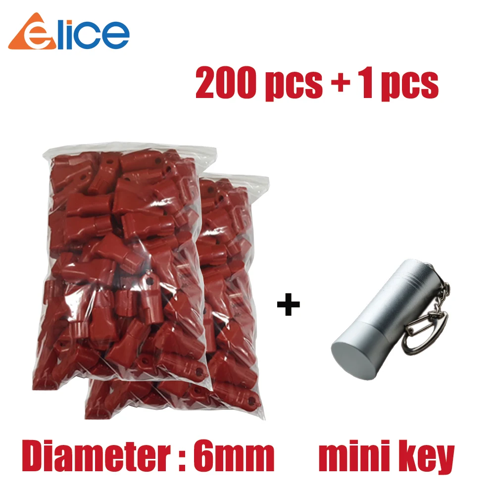 (200+1)PCS Universal 6MM - red color Stop lock +1 PCS EAS Security magnetic Mini key of portable bullet 5000 gs  use for Retails