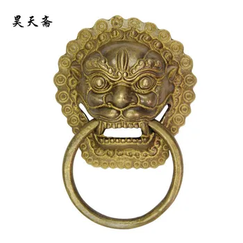 

[Haotian vegetarian] Chinese knocker handle copper ring copper beast lion head door handle small HTA-122