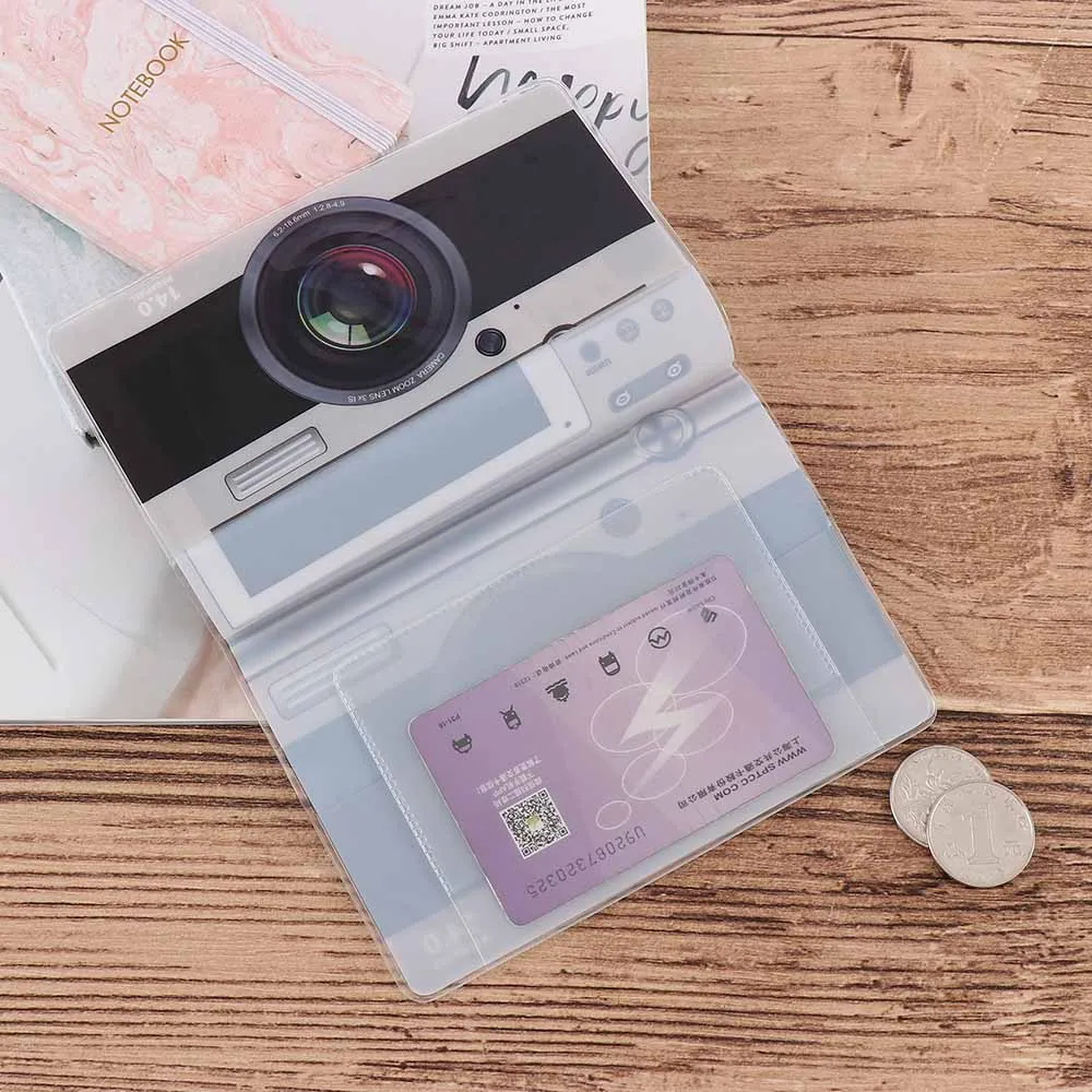 

1Pc Bus Card Bag Passport Cover Card Case ID Holders Camera Design Travel Portable Practical PVC Leather Business Credit Holder