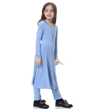 

Baby Girl Clothes Cotton Kids Girl Muslim Islamic Abaya Long Sleeve Maxi Full Length Dress Clothes Set SB F423