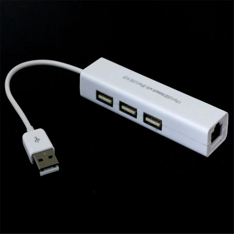 

Advanced usb hub notebook hab otg multi New USB to RJ45 Ethernet Network Adapter Card With 3 Ports White 1PC