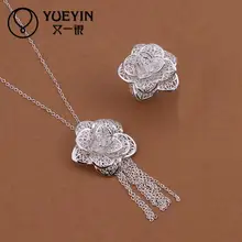 Высококачественные посеребренные вечерние ювелирные изделия в виде цветов, романтичные ювелирные изделия