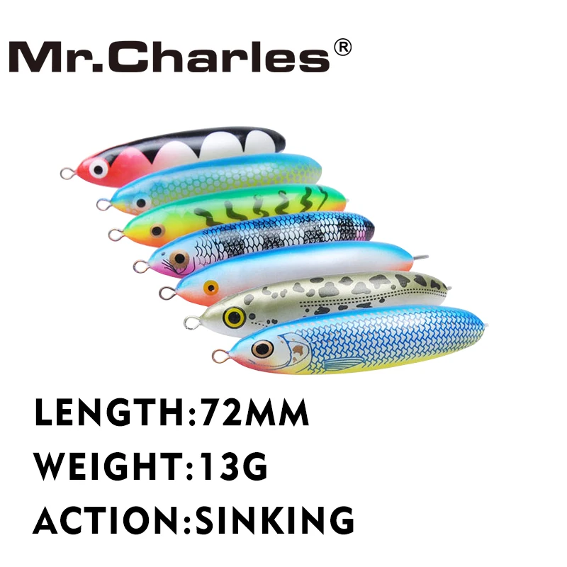 

Mr.Charles 72mm/65mm 13g/9.5g VMC hooks ice pencil lure for fishing artificial dying ice fishing pencil lure