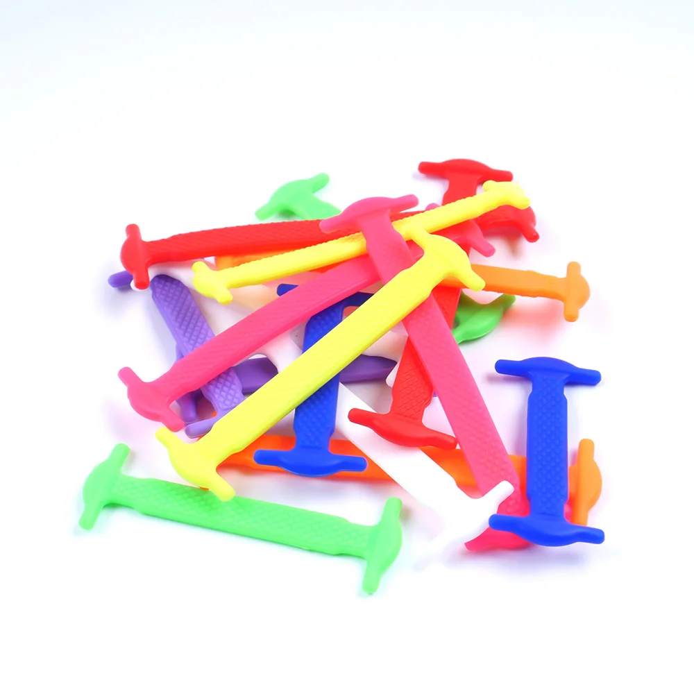 16Pc/Set Children Athletic Running No Tie Shoe Elastic Silicone Shoelaces All Sneakers Fit Strap Shoes Lace