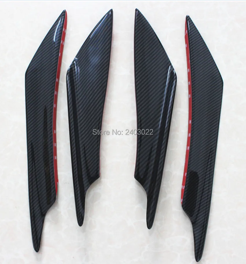 4 piezas de aspecto de carbono/Negro/azul/rojo parachoques delantero difusor de labios aletas divisor de cuerpo Spoiler Canards Valence chin