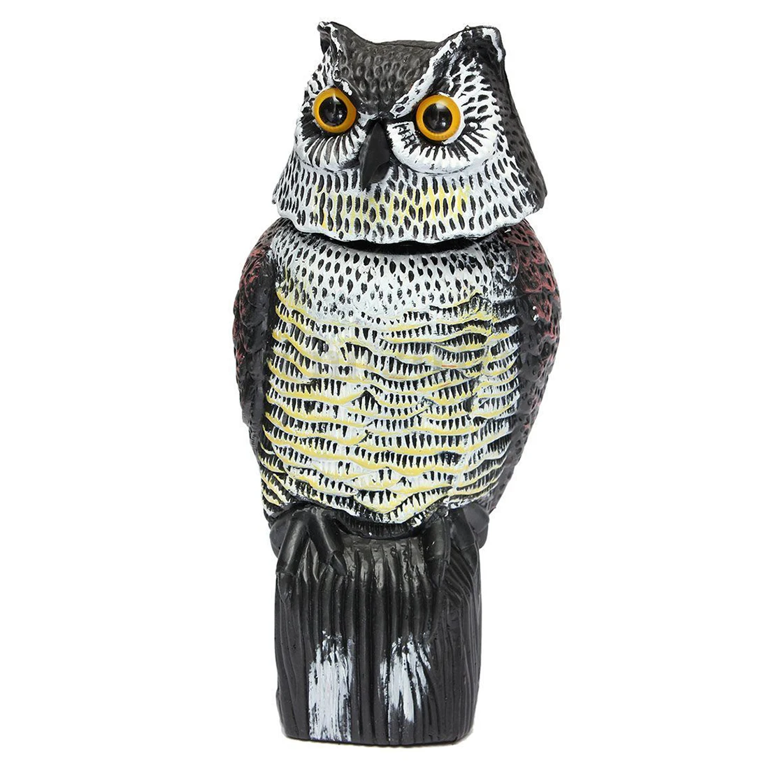 

New Large Realistic Owl Decoy Rotating Head Weed Pest Control Crow Scarecrow