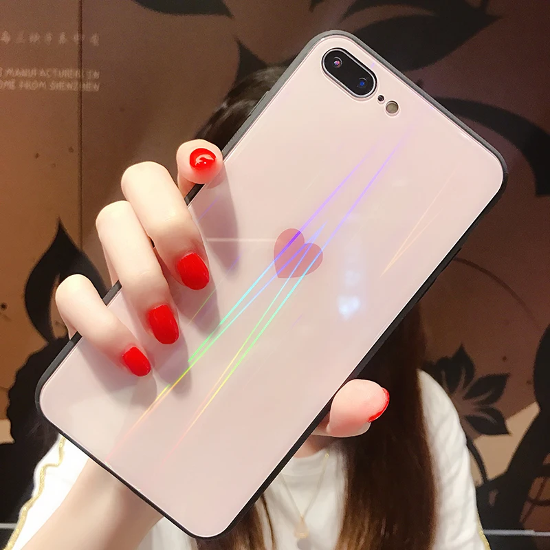 Градиентное закаленное стекло чехол для iphone 6 6S 7 8 Plus на X XS XR Max чехлы телефонов