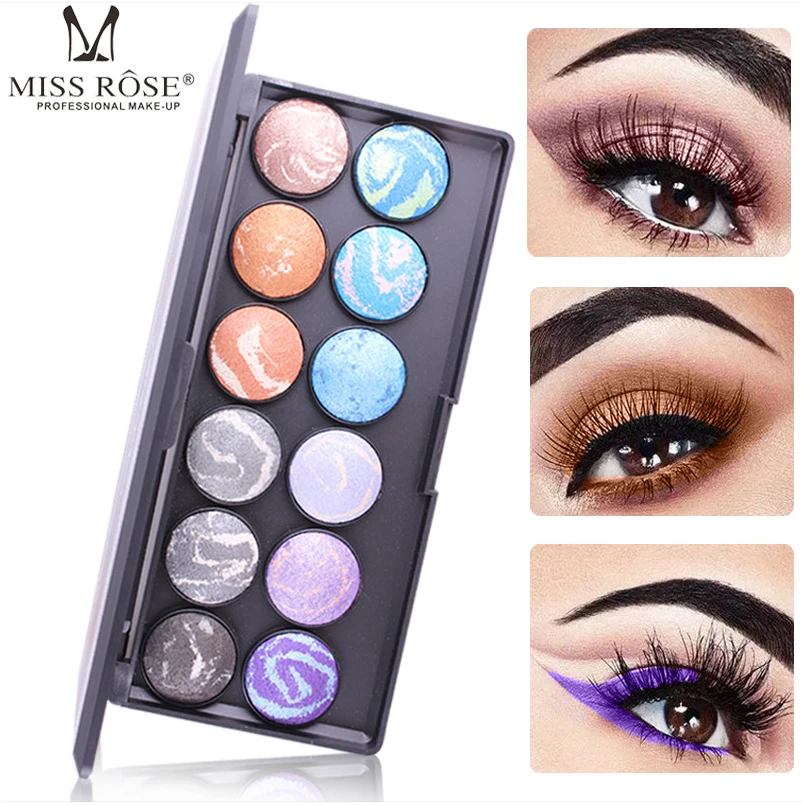 

MISS ROSE Long Lasting 12 Colors Eyeshadow Pigment Tint Matte Shimmer Pro Beauty Makeup Easy to Wear Eyeshadow Make Up Maquiagem