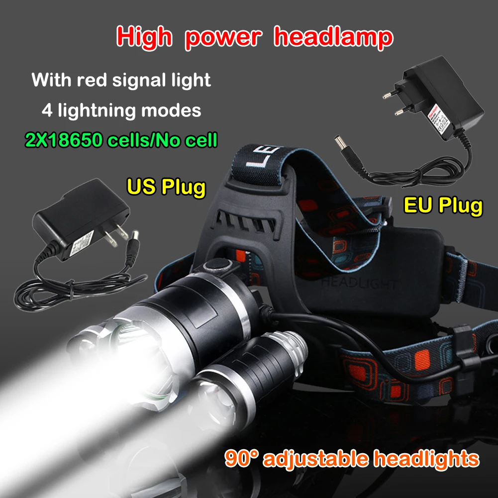 

5000LM Led Headlamp CREE XML-1*T6 Zoomable Headlight Head Torch flashlight Head lamp by 18650 battery for Fishing Hunting