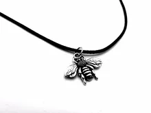 Tiny Honey Bee Necklace Queen Bumble Bee Necklace Cute Antique Pendant Insect Beehive Bumblebee Rope Leather Necklaces bumble bee chunk light tuna in water