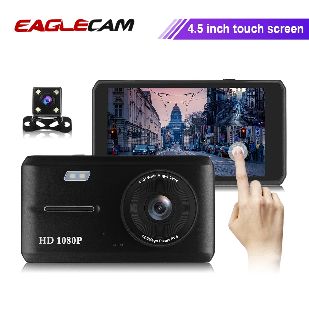 

4.5“ IPS Large Touch Screen Dash Cam Dual Camera Car Dvr With Rearview Two Lens Dvrs V18 Auto Recorder Registrator Night Version