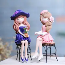 1pc Creative Miniature Figurine Beauty Girl With Chair Resin Crafts Ornament Dolls Girl Bedroom Decoration E509