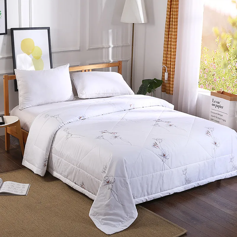 US 72 0 White Solid Color Black Print 100 Cotton Bedspread AmericanThrows Blanket Summer Thin Comforter Stiching Duvet Quilt Filling In Quilts From