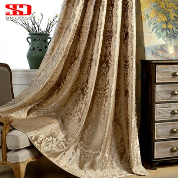 European Damask Curtains For Living Room Luxury Jacquard Blind Drapes Window Panel Fabric Curtain For Bedroom Shading 70% Custom 1