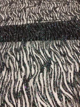 

Nigerian Lace Fabric with glued glitter yaking-253 French Embroidered lace fabric for party dress
