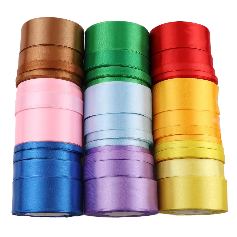 

10/20/38mm 25 Yards/Roll Silk Stain Ribbon Wedding Party Christmas Ribbon Flowers Gifts Decorated DIY Apparel Sewing Fabric