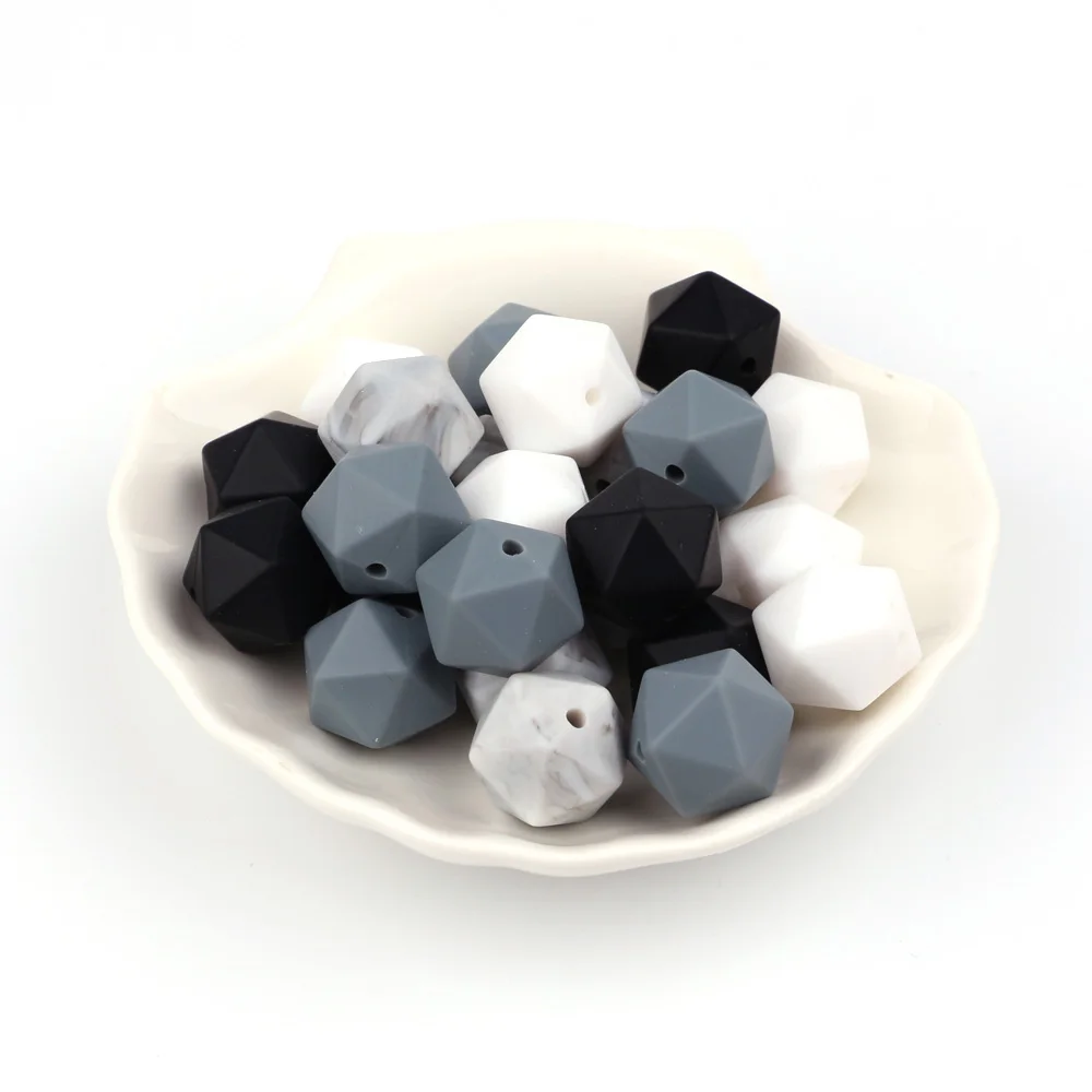 E TYRY. HU 20 шт. 14 мм Icosahedron силиконовые бусины BPA Бесплатно Детские Силиконовые для прорезывание зубов Прорезыватель для зубов Уход за полостью рта креативный шарик DIY цепочка для сосков - Цвет: E