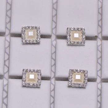 

(M0169-12mm) 12mm square pearl rhinestone embellishment,silver plating,flat back,ivory pearl