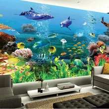 Ванная комната 3d обои 3D подводный мир морской дно фон с акулой настенные фрески 3d индивидуальные обои
