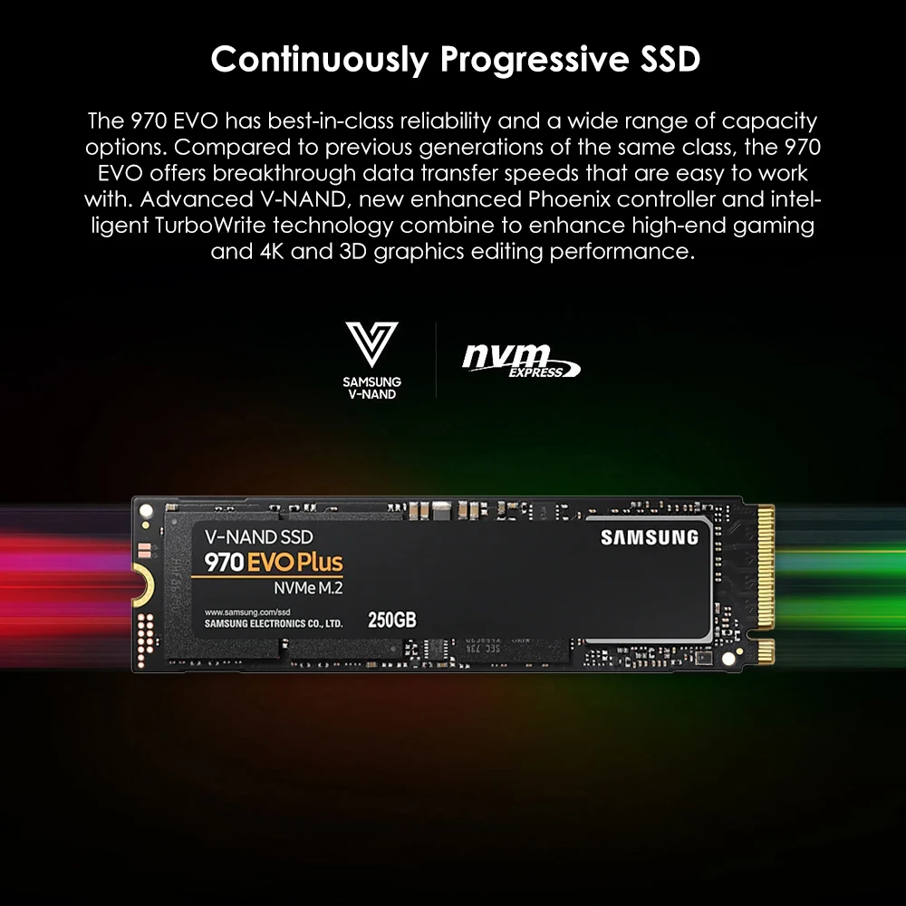 Samsung 970 EVO PLUS M.2 SSD 250 ГБ 500 ГБ 1 ТБ nvme pcie Внутренний твердотельный диск HDD жесткий диск для ноутбука Настольный ПК диск