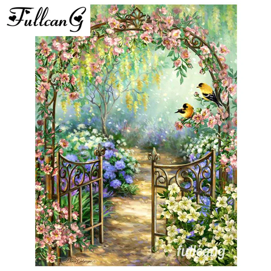 

FULLCANG diy diamond embroidery garden bird 5d diamond painting cross stitch full square drill mosaic needlework D693