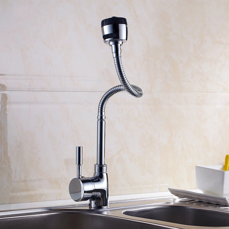 Universal Rotating Tip Three-way Hot and Cold Water Faucet Kitchen Sink Faucet