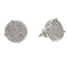 Модные серьги-гвоздики для девушек, большие размеры XL, диско точки, микро проложенный кубический цирконий ААА, золотой цвет, 14 мм, серебро 925 пробы, с завинчивающейся задней частью, cz серьги для женщин и мужчин