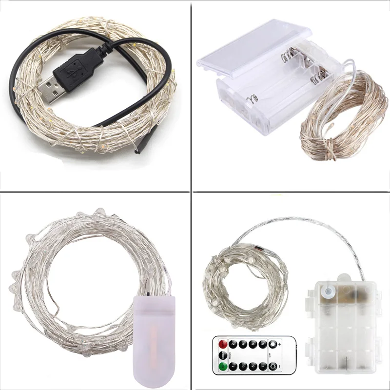 New 2M 5M 10M Copper Silver Wire LED String lights Waterproof Holiday lighting For Fairy Christmas Tree Wedding Party Decoration New 2M 5M 10M Copper Silver Wire LED String lights Waterproof Holiday lighting For Fairy Christmas Tree Wedding Party Decoration