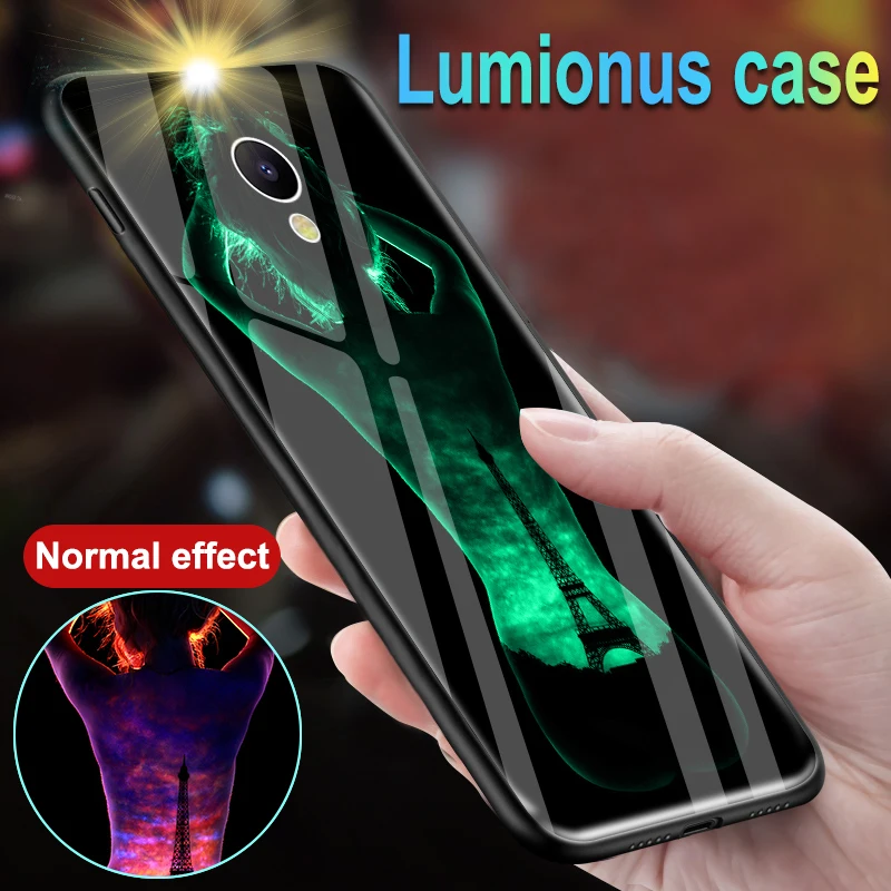 

Luminous Glass Case For Meizu V8 15 / 16 / 16th Plus Sexy Girl Glowing Shining Case Cover For Meizu M6s mblu S6